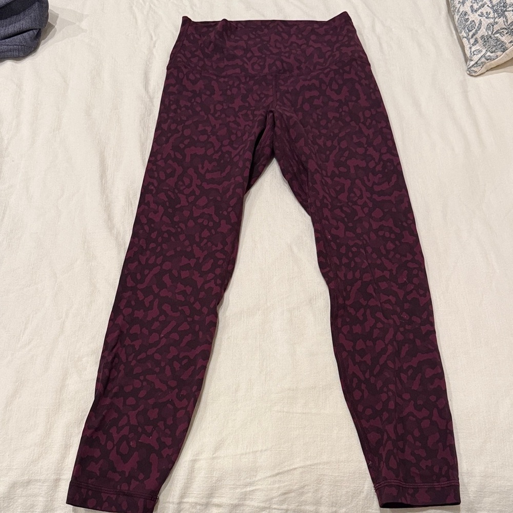 Lululemon Burgundy Leopard Patterned Leggings - Picture 1 of 3